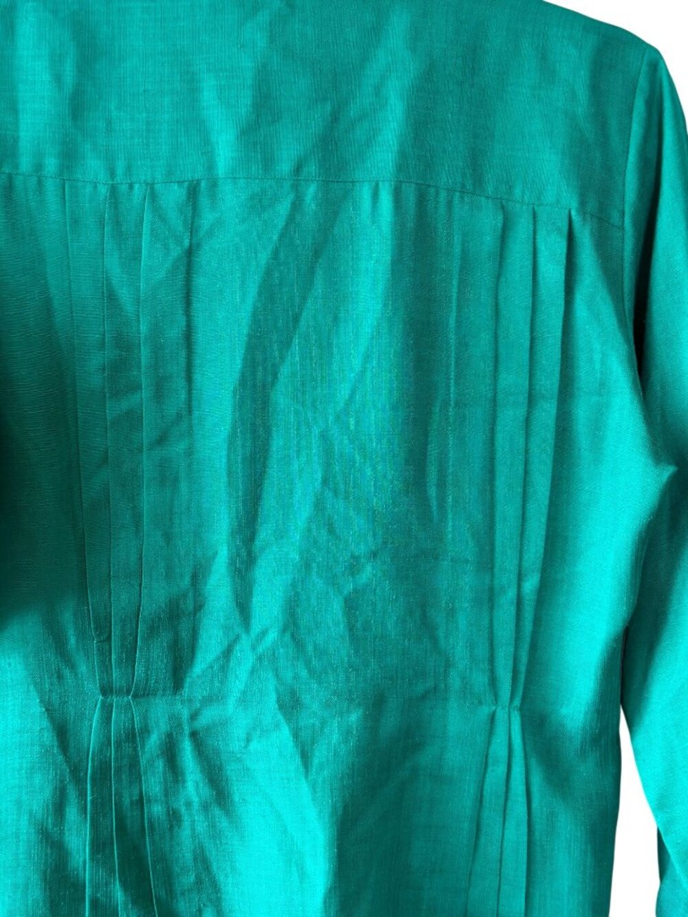 Vintage Evan Picone Petites Teal Button Front Pleated Blouse Top Size 4 - Picture 10 of 14